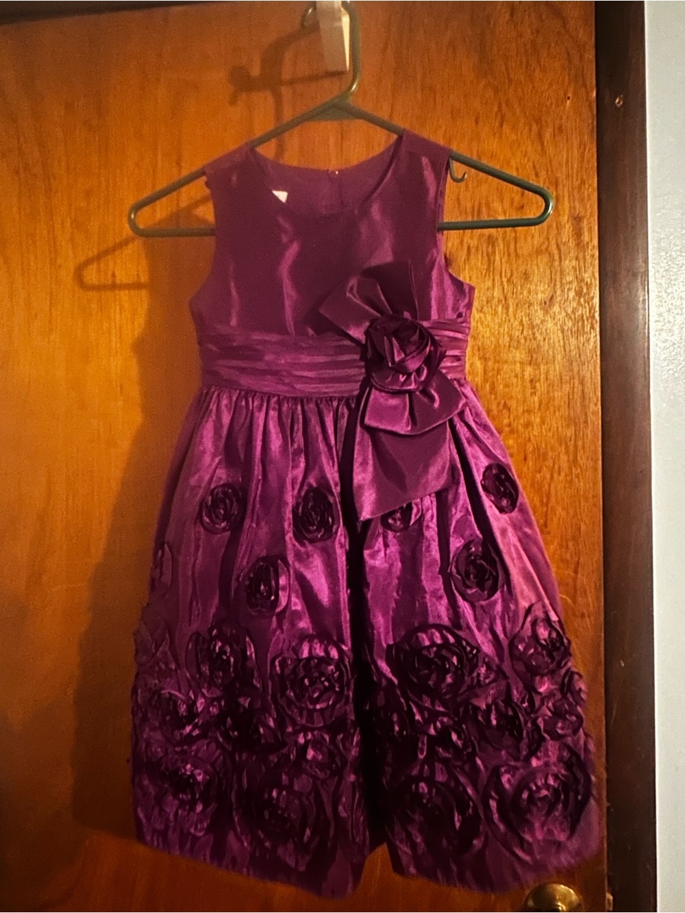 Bonnie Jean Purple Satin Rosette Party Dress